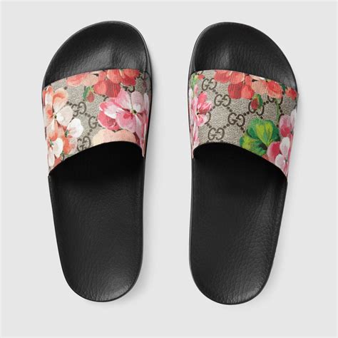 pink flower gucci slides|gucci slides with butterfly.